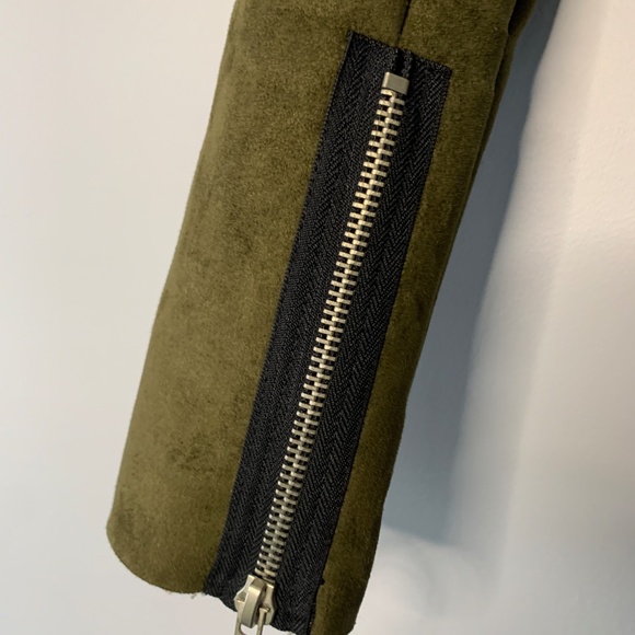 J.O.A. Suede Vacation Shearling Jacket in Olive - Picture 8 of 8